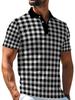 Men'S Outdoor Polo Shirt, Multi-Sizes Available, Black And White Checkered Print, Fashionable Casual Comfortable, Men'S Top Suitable for Hiking And