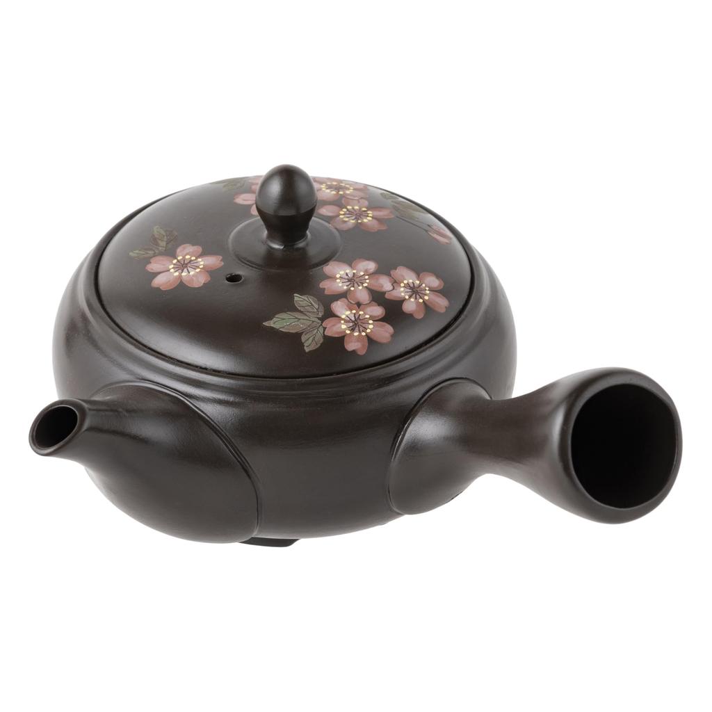 Tokoname Ware Teapot, Takeharu, Akazakura (red Cherry Blossom), 270ml, with Mesh Filter, for Deep-steamed Green Tea, Roasted Green Tea, and Brown Rice