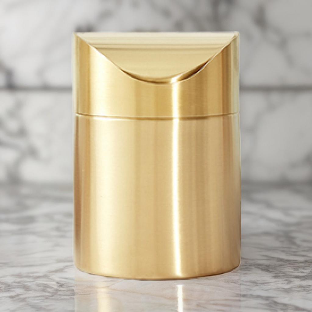 Mini Countertop Stainless Steel Trash Can Set with Swing Lid 1.5L Capacity for Home Or Office Use