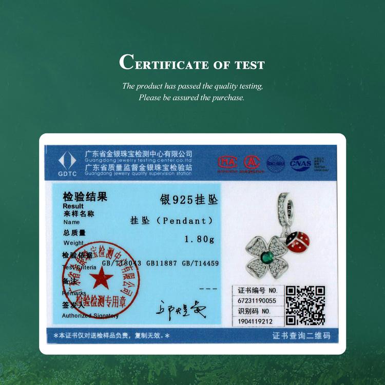 WOSTU 925 Sterlingsølv Lucky Firkløver Ladybug Charms Bee Beads Passer originalt armbånd DIY