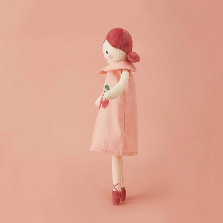 Cute Stuffed Cherry Print Skirt Girl Shape Doll Accompany Appease Toy for Kids