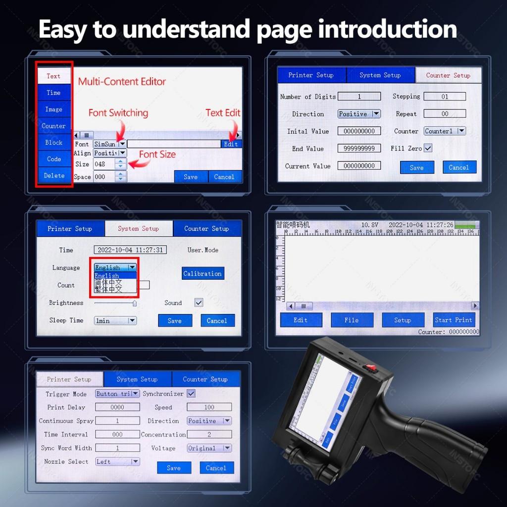 600dpi Handheld Inkjet Printer Printing Spray Height 2-12.7mm Digital Automatic Coding Machine Portable Label Machine