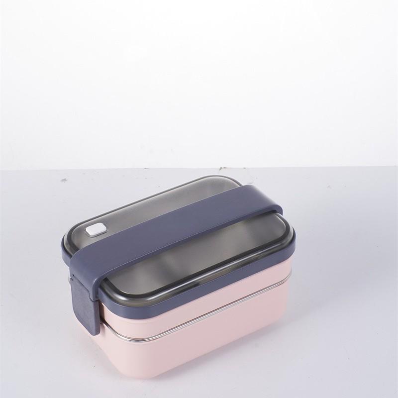 Korean-Style Stainless Steel Insulated Bento Box, Double-Layer with Two Compartments - Perfect for Student Meal Prep and Weight Loss.