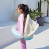 Xiaolu Danish Striped Baby Inflatable Swim Ring with Sunshade and Handles