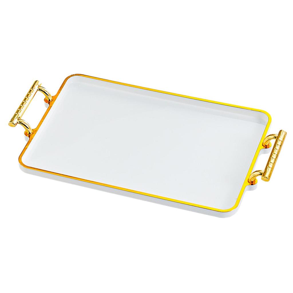 Decorative Trays for Home Decor Plastic Tray with Handles for Serving Coffee Snacks Perfume Jewelry
