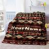 Ethnic Tribal Patterns Customize Text Blanket Gift Personalized Blanket Comfortable Perfect for Sofa Home Decor Bedding Couch All-Season Use