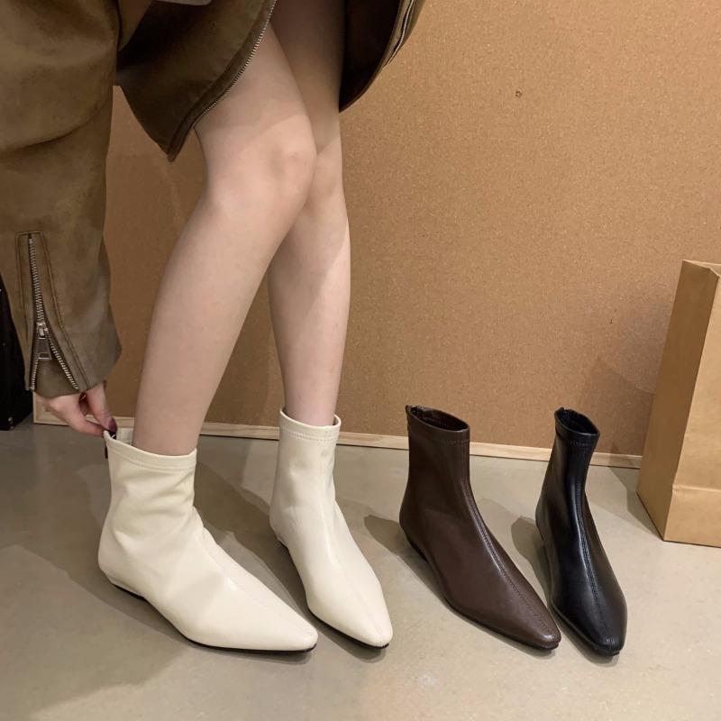 Retro Wedge Boots In Spring and Autumn New Style Pointed-toe Shoes, Short Boots for Women
