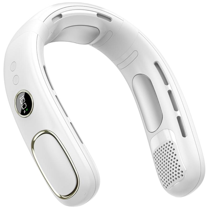 Semiconductor Hanging Necks Fan Bladeless Rechargeable Digital Display Fan Portable Cooling Gadget for Adults and Kids