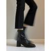 Vintage Coarse Heel Elastic Skinny Boots Children'S High Heel Square Head Short Boots Martin Boots