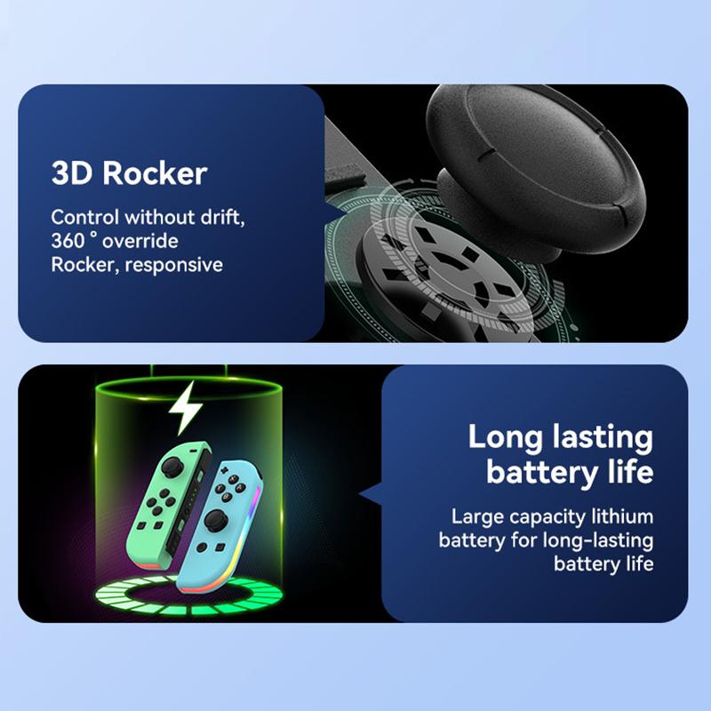 Joypad para interruptor RGB luz de despertar vibração brilho controlador esquerda e direita bluetooth-compatível gamepad para