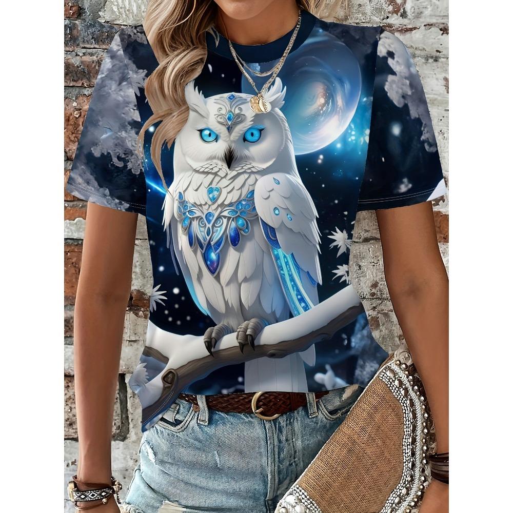 Summer Owl Animal 3D Print T-Shirts Summer Women's Casual Short Sleeve Round Neck T Shirt Harajuku Tees Tops Female Clothing