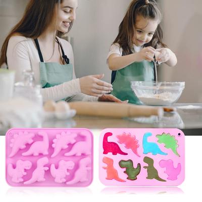 Σιλικονούποιο Παγοθήκη σε Σχήμα Δεινόσαυρου, Ευέλικτο Παγομηχανάκι για Πάρτι Αποκριών, Ποτά, 8 Θέσεις, Σιλικονούποιο Δίσκος Παγοκύβων, Αστείες Φόρμες Παγωτού Σοκολάτας