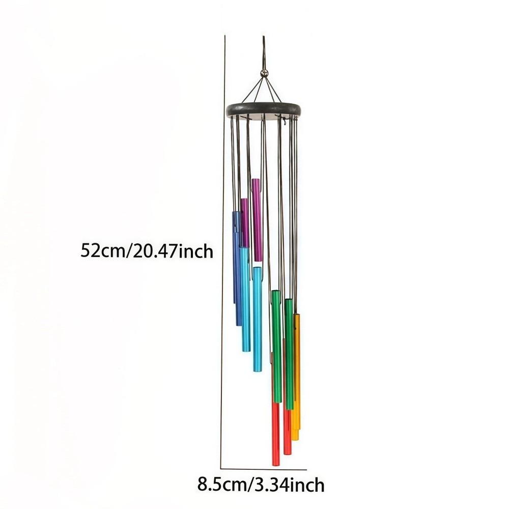 Colorful Outdoor Wind Chimes 12 Tubes With Hook Aluminum Tube Wind Chime Home Decoration Hollow Metal Tubes Hanging Wind Chimes