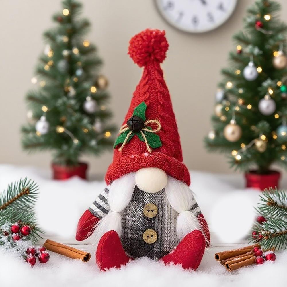 For American Holiday Faceless Gnome Doll Cloth Figurine Decorative Christmas Ornament for Desktops Shelves Mantelpieces