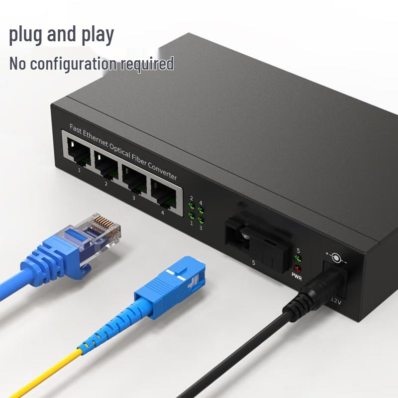 Rookery Gigabit 1-Port Fiber To 4-Port Ethernet Isolated Media Converter