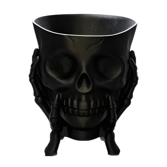 Dekorative Aufbewahrung für Aromatherapie 3D-gedruckter Totenkopf-Pflanzer mit Skelett-Hand-Ständer, Gotischer Sukkulenten-Topf, Blumenkasten im dunklen Stil, Halloween-Schreibtisch
