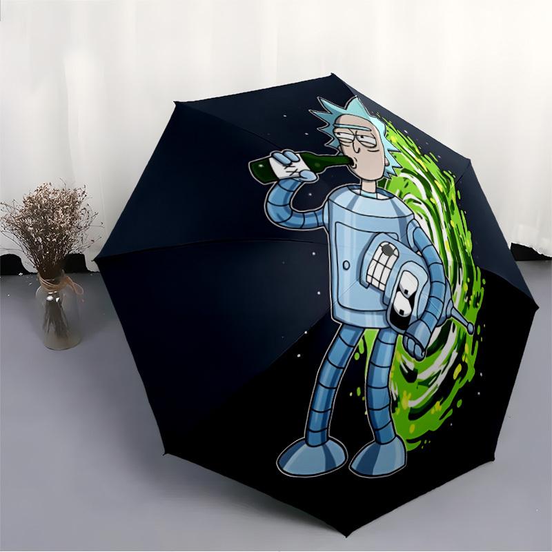 1pc Rick Sanchez Automatic Folding Umbrella - Sturdy 8-Rib Polyester Canopy,Sun-Defying Travel Companion yy251023169