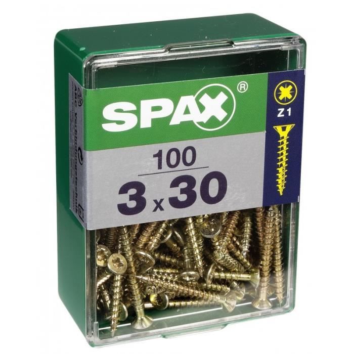 Screw - SPAX - Countersunk Head - Steel - Diam. 3 Mm - Long. 30 Mm - Pack of 100