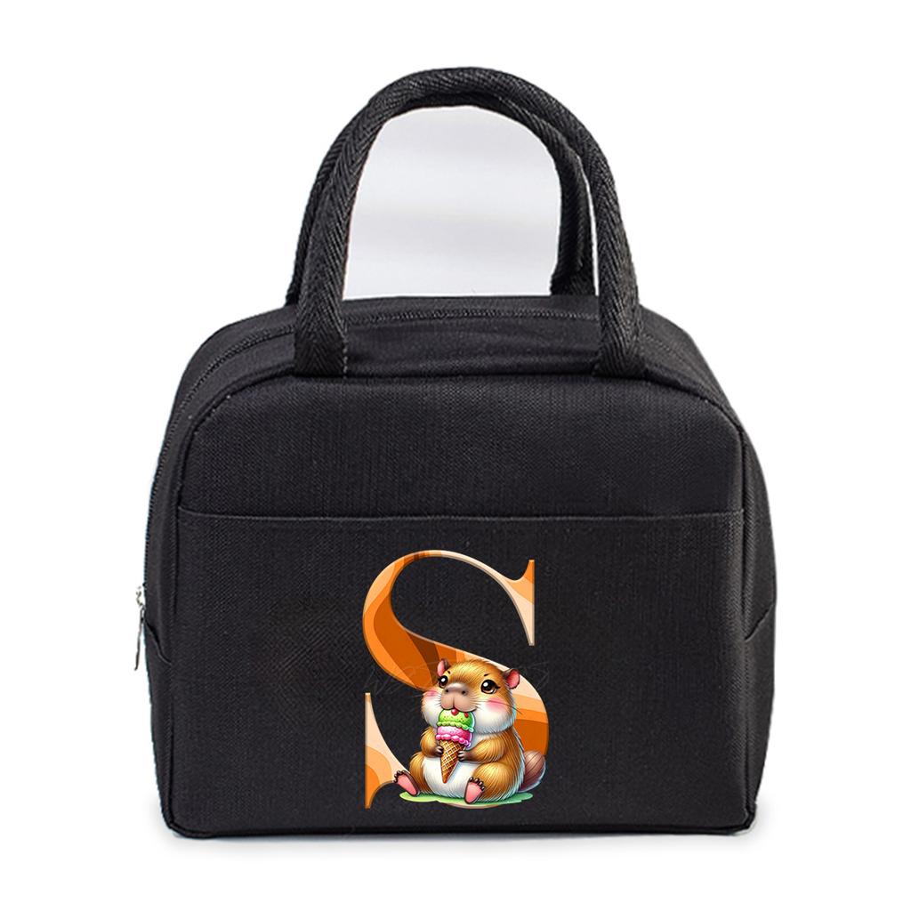 Office worker small portable lunch bag Oxford cloth letter student large portable bento bag