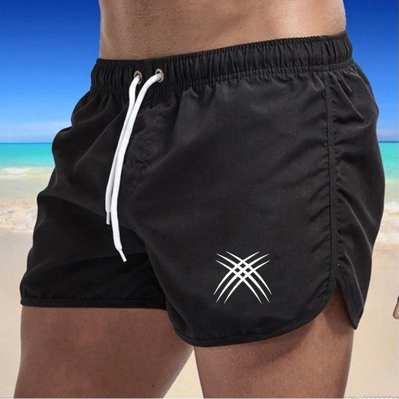 Casual Swimming Summer Men's Shorts 2025 Beach Trunks Swim Gym Pants Quick Drying Homme Surf Ventilate Drawstring Fashion Daily