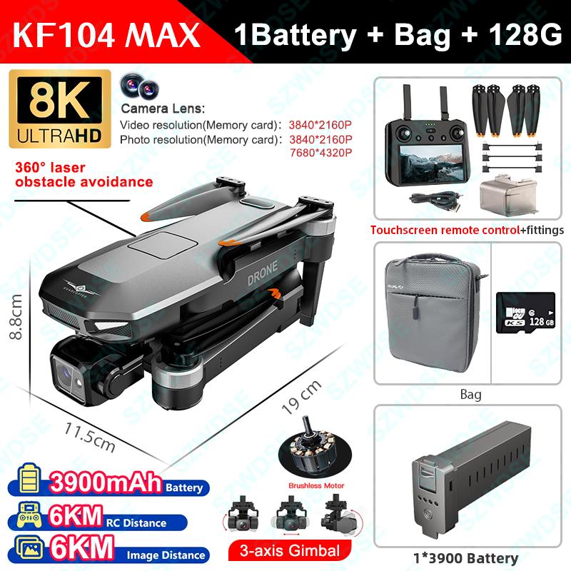 KF104 Max 2 Drone RC 5G WIFI Drone 8K Professional With Aerial 3-Axis Anti-Shake Gimbal Obstacle Avoidance Brushless Quadcopter