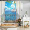 Shower Curtain Sunshine Beach Scenery Seaside 3D Printing Bathroom Curtain Polyester Waterproof Home Decor Curtain 180x180cm