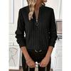Høst og Vinter Dame Strikket Ribbestrikket Ensfarget Stoff Glidelås Langermet Dame T-skjorte