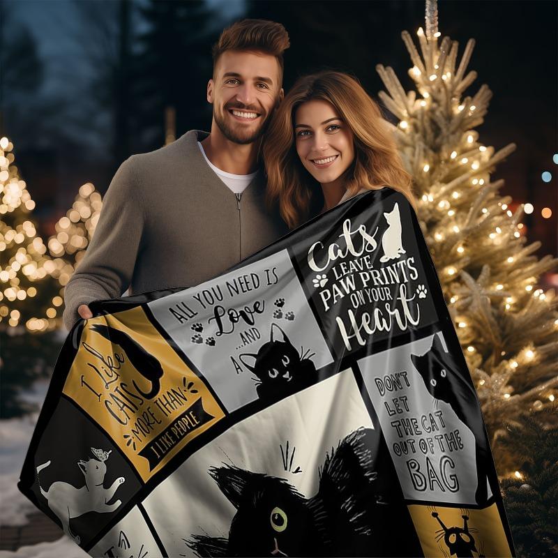 Cozy Cat Lovers Dream Blanket Super Soft Flannel Throw Pattern Digital Printing and Lightweight Design for Camping Perfect Gift