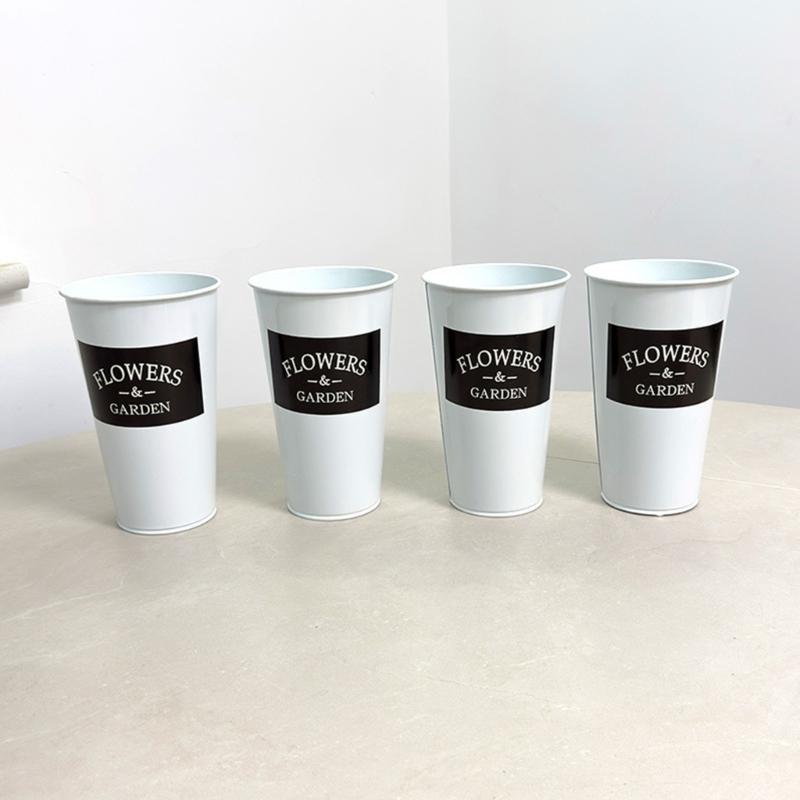 Farmhouse Decorative Flower Bucket Galvanized Metal Vases for Flowers Rustics French Tin Planter Bucket for Centerpieces