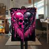 Skull and Love Print Flannel Blanket,High quality Comfortable for All Seasons,Home Decor,Warmth and Comfort,Perfect for Christmas Gifts