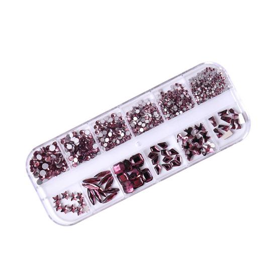 

1 Set 12 Grids Nail Art Rhinestone Kit Assorted Shape Glass Flatback Rhinestone DIY Nail Design Crafting Decoration Fake Gems