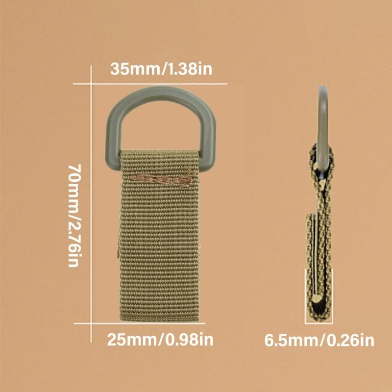 D-Rings Clip with Hook for Backpacks Accessory Tactic Webbing Attachment Strap D-Rings Adaptor for Bag Waist Key Holder