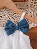 Fashion Big Bow Decor Ruffle Cami Top Denim Lace Trim+Shorts for 0-3Y Baby Girl 2Pcs Outfit Summer Sleeveless Infant Casual Clothes Set