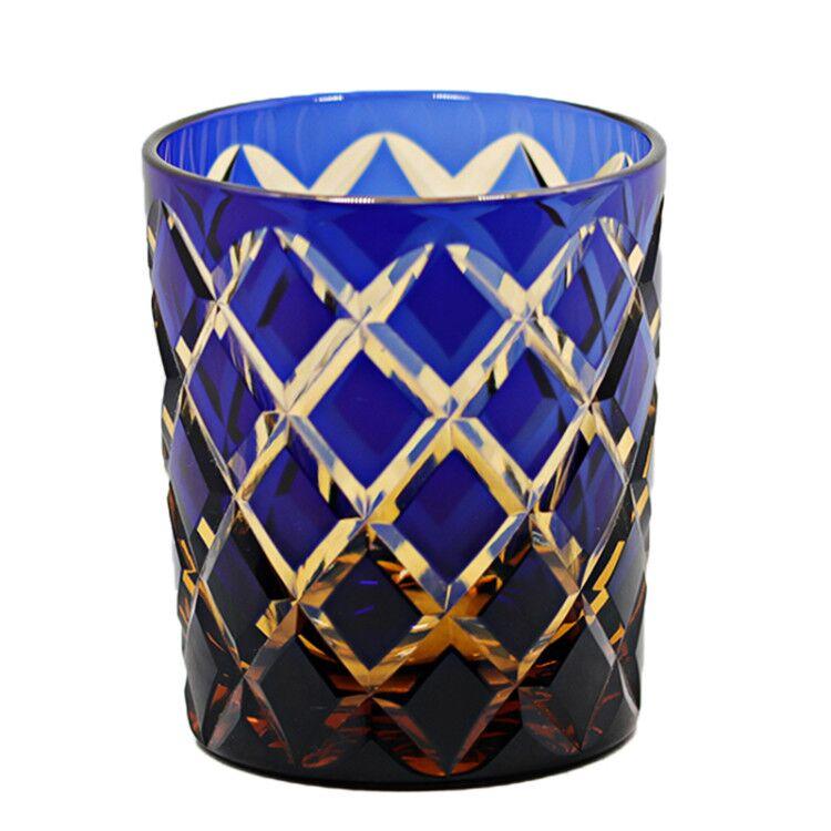 

240Ml Hand Cut Rhombic Figure Colored Whiskey Glass Tumbler With Gift Box For Wedding And Party 201-300ml