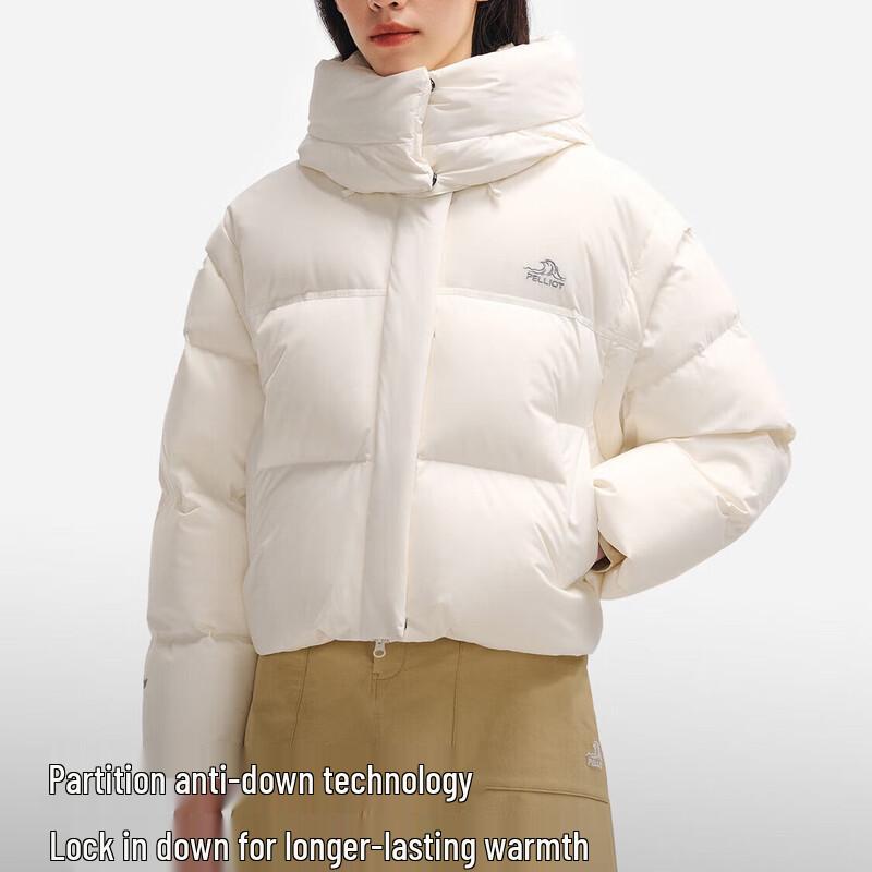 Pelliot Women's Short Windproof Hooded Goose Down Jacket