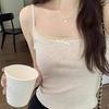 2025 Summer Women's Lace Camisole with Bow and Elastic Splicing - Sweet White BM Vest