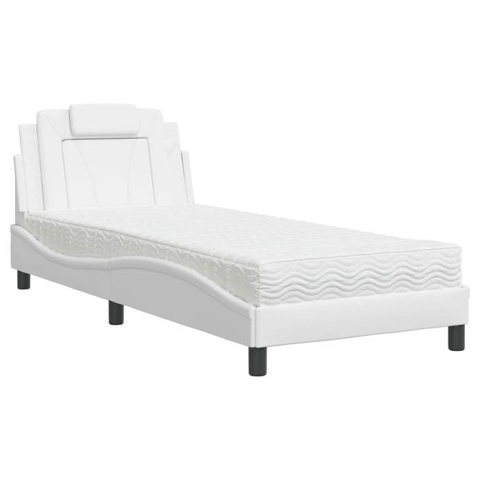 VidaXL Lit avec Matelas, Lit Rembourré avec Coussin de Tête de Lit, Lit Simple, Lit Adulte, Meuble de Chambre à Coucher 3208762