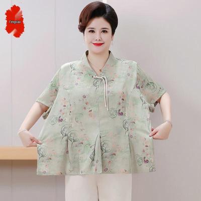 Camiseta floral holgada de talla grande para mujer con cuello en V