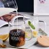 Tazza in Vetro Buongiorno 500ml Tazza per Caffè Latte Colazione Bicchiere con Manico Vetreria Trasparente Regalo Domestico per Bambini Set