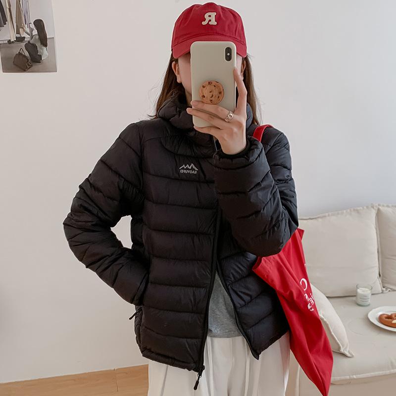 

Autumn and winter light cotton clothes women s ribs clothes blue ordinary casual fit solid color coat S чёрный