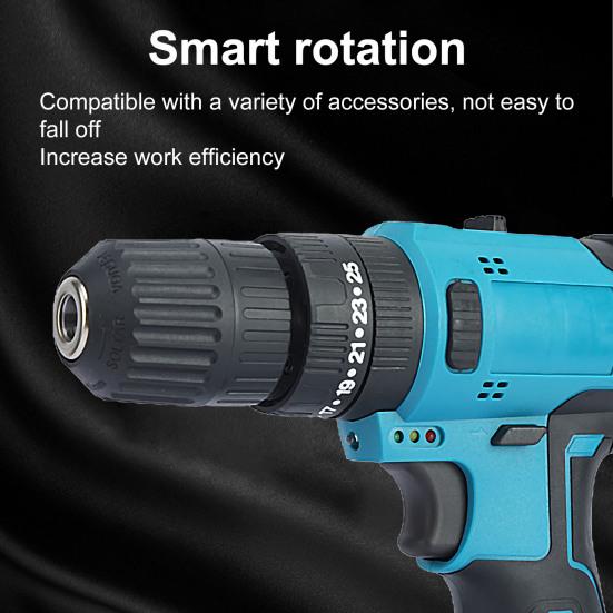 21V Electric Drill Cordless Powerful Multifunction Variable Speed Impact Driver with 27Pcs Accessories
