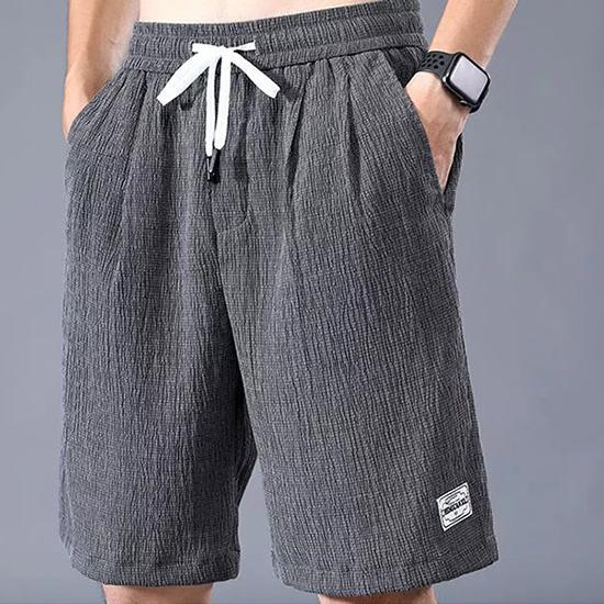 Pantaloni scurți din mătase de gheață pentru bărbați, sport subțiri, capris plisați, picior drept, largi, tendințe la modă, pantaloni casual, pantaloni de plajă