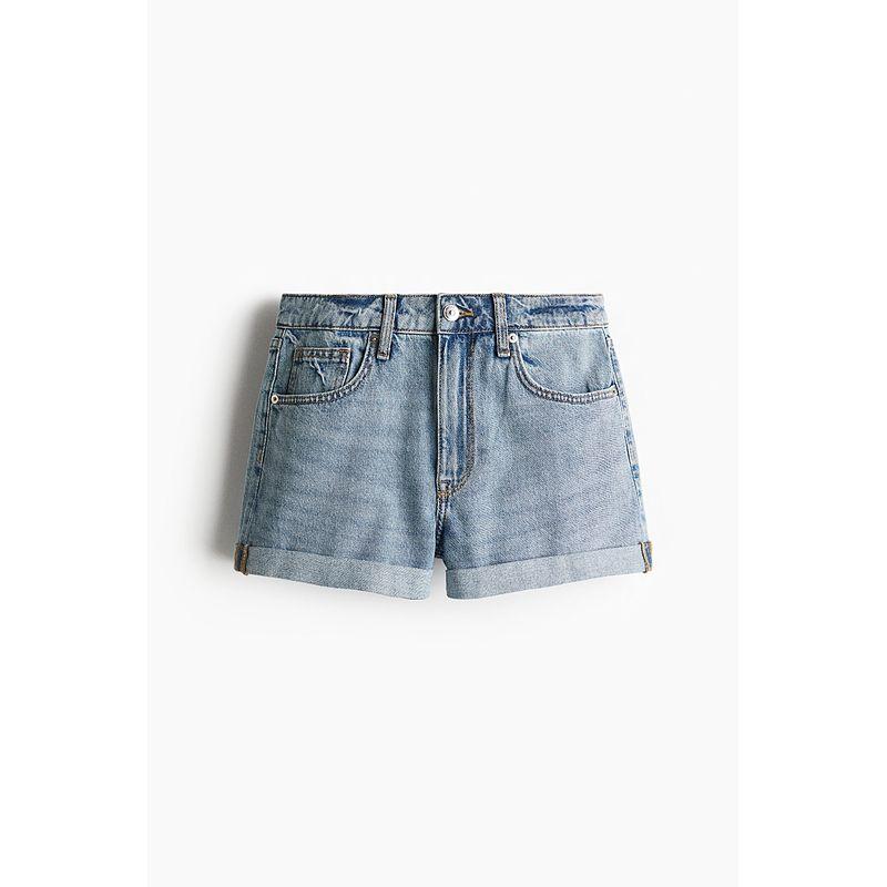 

HM Women clothes Jeans 2025 Summer New High Waist Straight Casual Commuter Fashion Demin shorts 1267162 Light Denim Blue 004 165/76