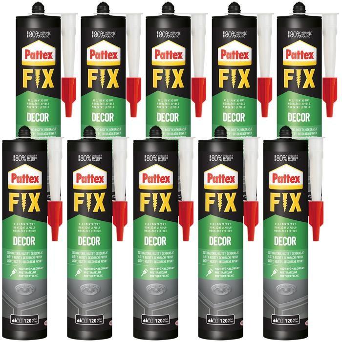 Colle de montage - Pattex - Fix Decor 380g - Élastique - Imperméable - Lot de 10