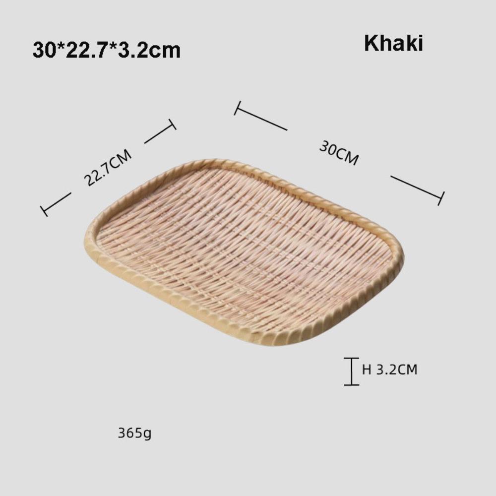 

Hardness Bread Fruit Vegetables Basket Cake Dim Sum Tray Restaurant Serving Tabletop Display Khaki 30*22.7*3.2cm