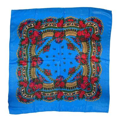 Pañuelo de Cabeza Étnico de Otoño/Invierno con Hilo Dorado - Protector de Cuello Cuadrado de Algodón Cálido para Mujer