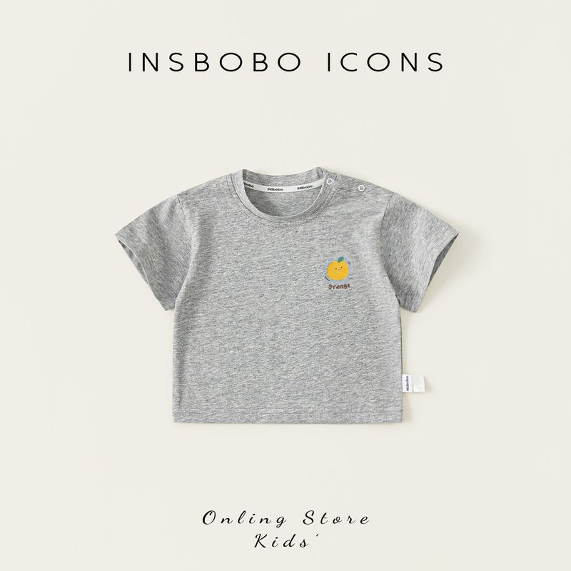 Insbobo Baby Short-Sleeved Summer Thin Style 2026 Early Summer Outfit Baby T-Shirt Boy Top Infant Children s Clothing Trendy Gray 73