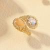 Exaggerated Water Drop Diamond Set Personalized Diamond Set Multi Color Metallic Unique Women's Ring with Adjustable Opening