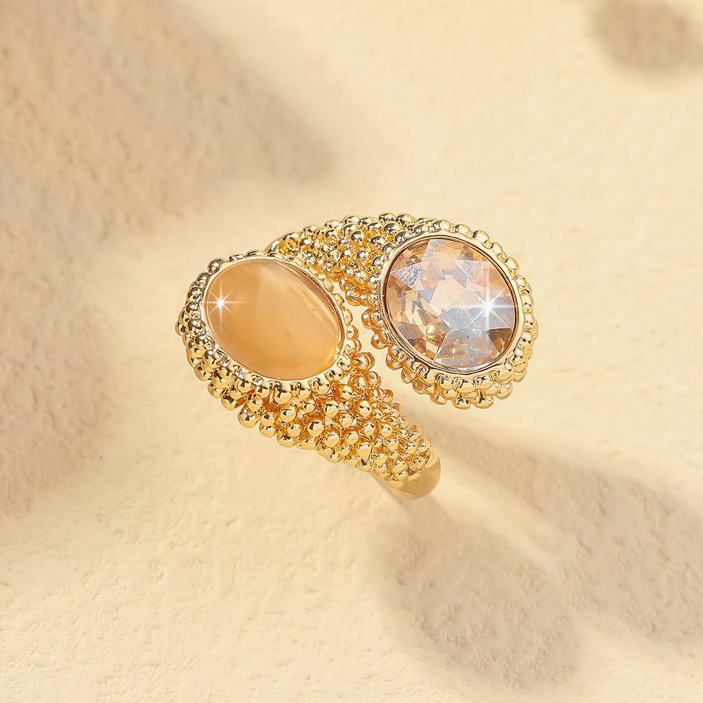 Exaggerated Water Drop Diamond Set Personalized Diamond Set Multi Color Metallic Unique Women's Ring with Adjustable Opening
