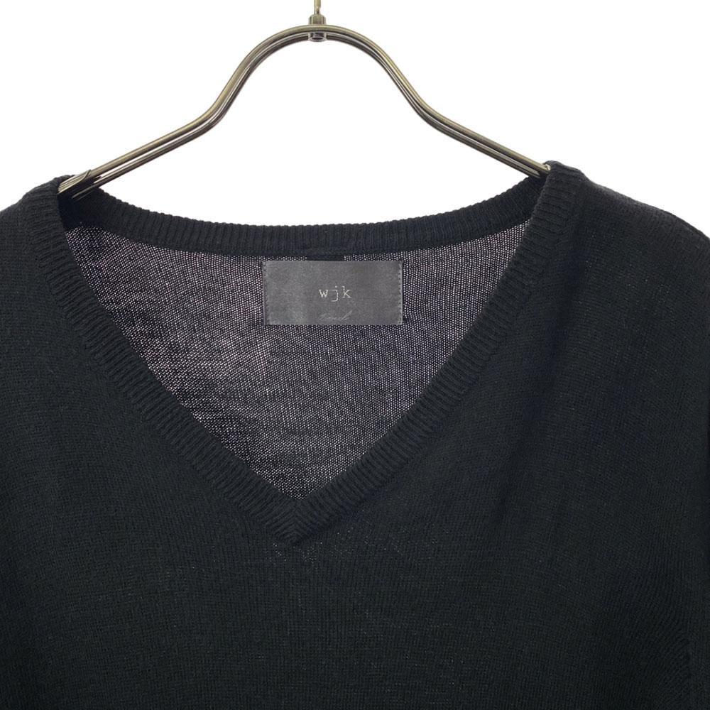 wjk Long sleeve V neck sweater L black knit Men's Used
